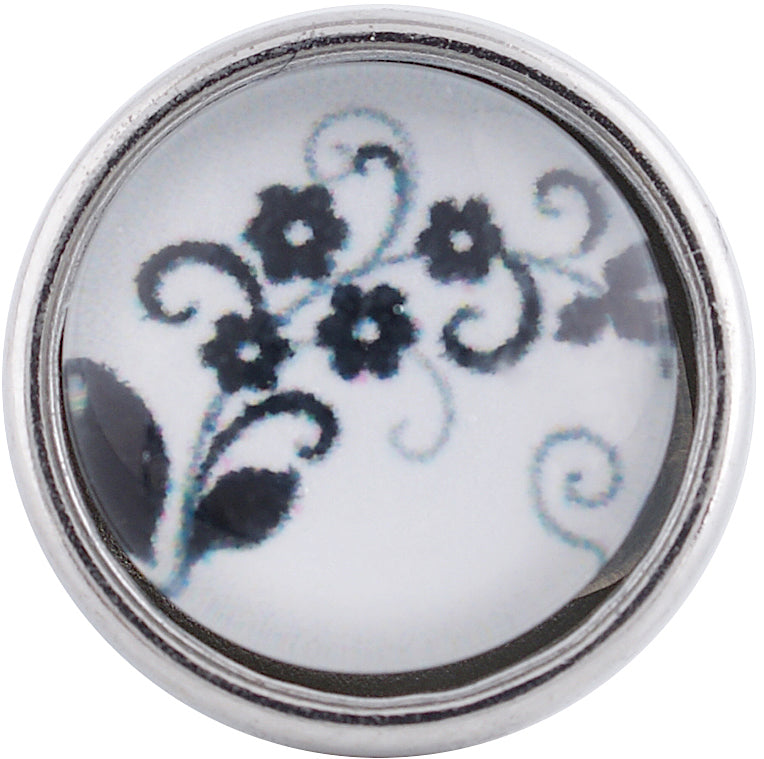 Petite White With Black Flower Snap