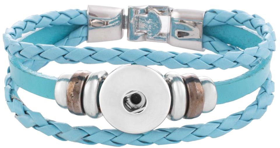 Blue Twist Braid Leather Statement Bracelet