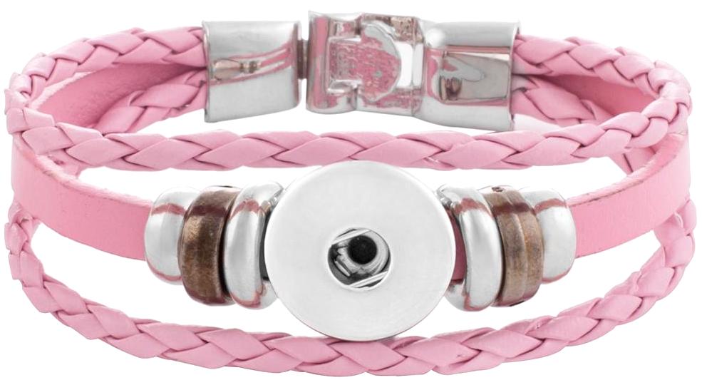 Pink Twist Braid Leather Statement Bracelet