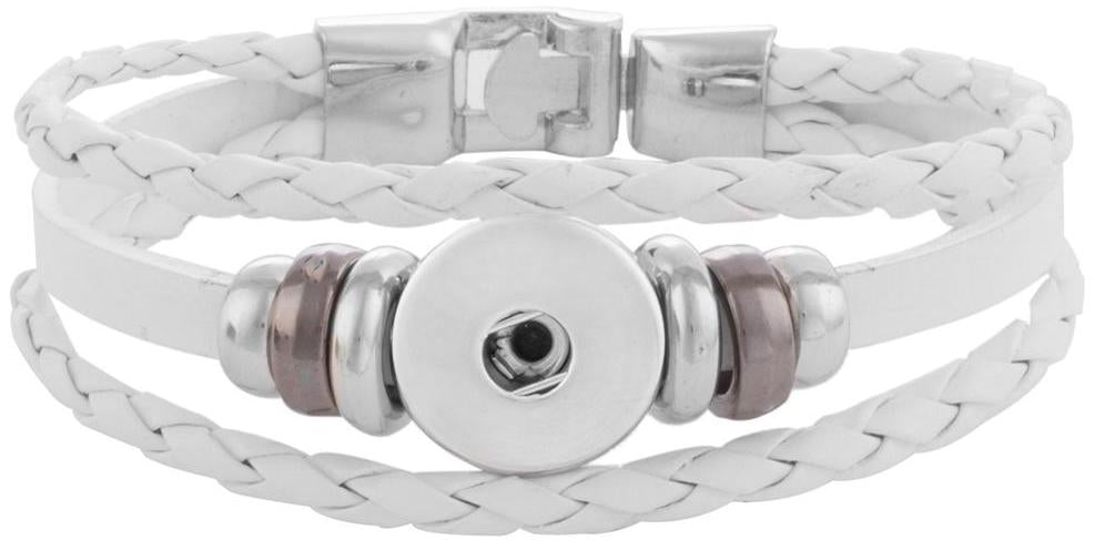 White Twist Braid Leather Statement Bracelet