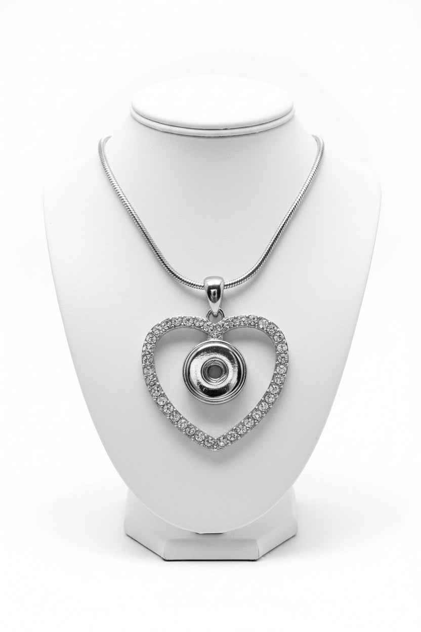Petite Silver Tone Crystal Heart Necklace