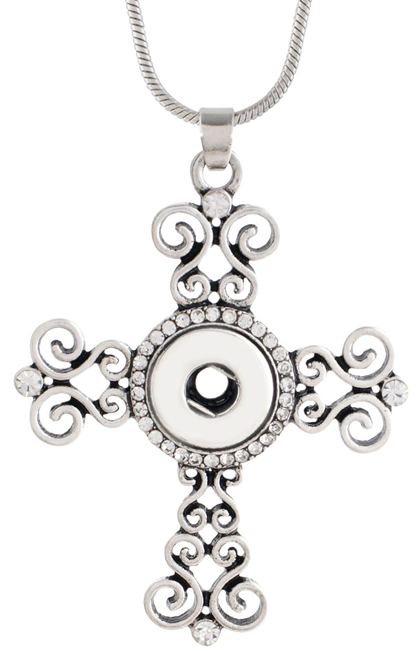 Petite Silver Tone Crystal Cross Necklace