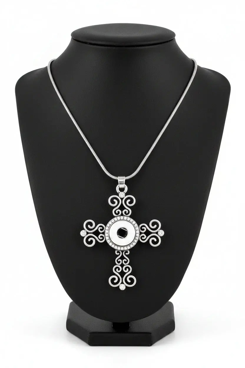 Petite Silver Tone Crystal Cross Necklace Snappy Jewels