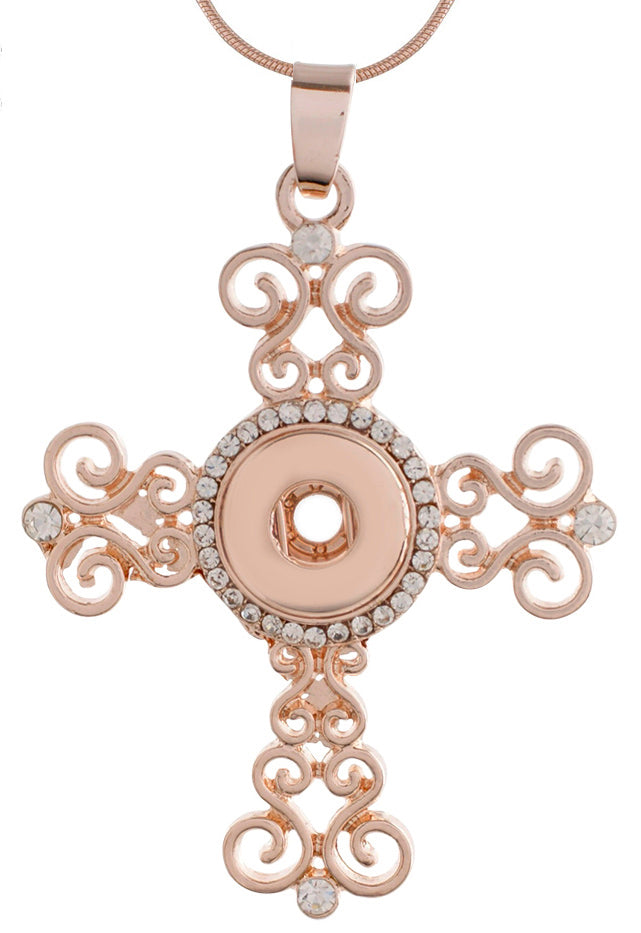 Petite Rose Gold Tone Crystal Cross Necklace