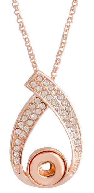 Petite Rose Gold Swirl With Clear Crystals Necklace