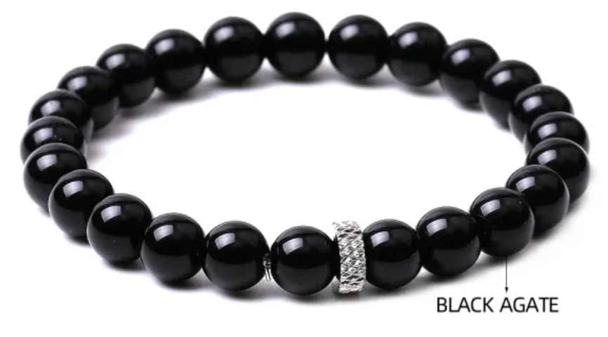 Black Agate Stretch Bracelet