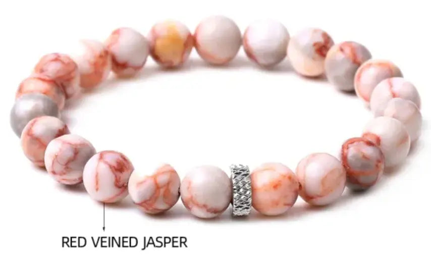 Red Veined Jasper Stretch Bracelet Snappy Jewels
