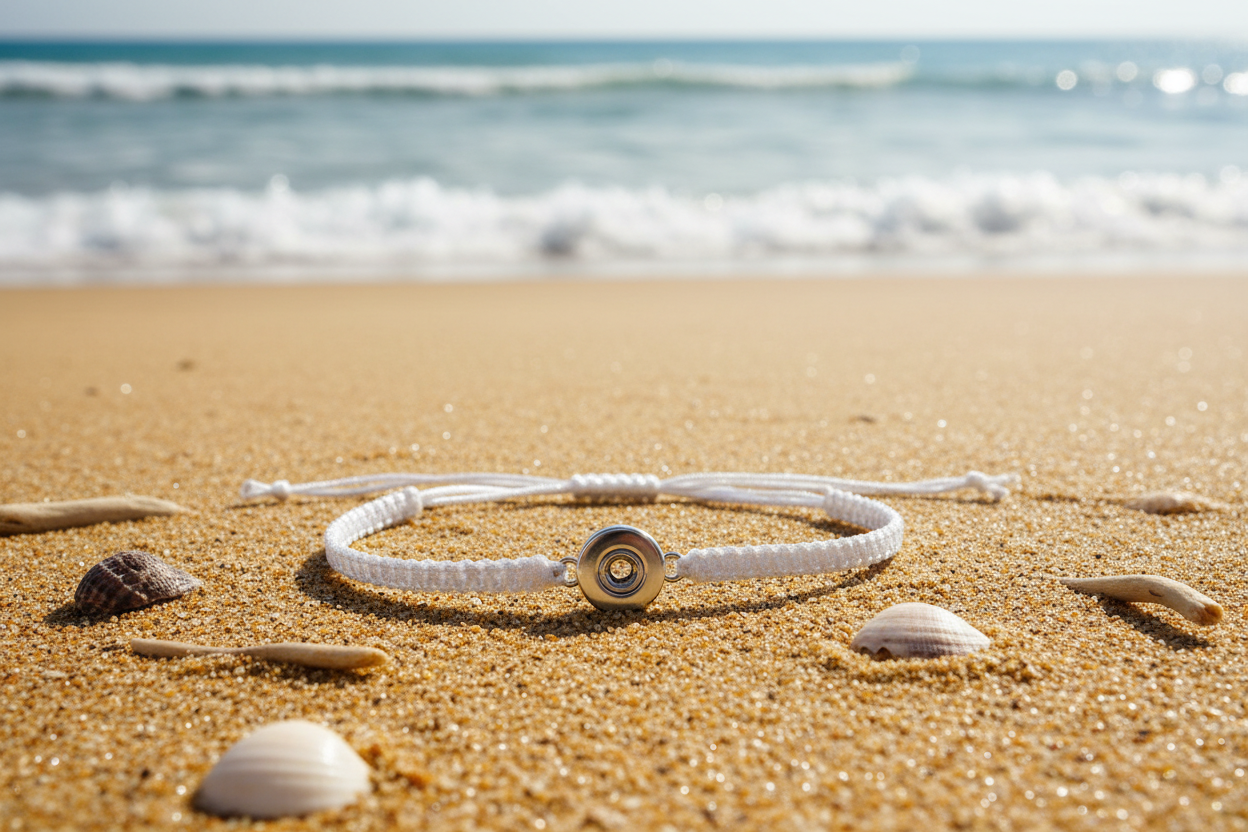 Petite White Woven Pull Bracelet