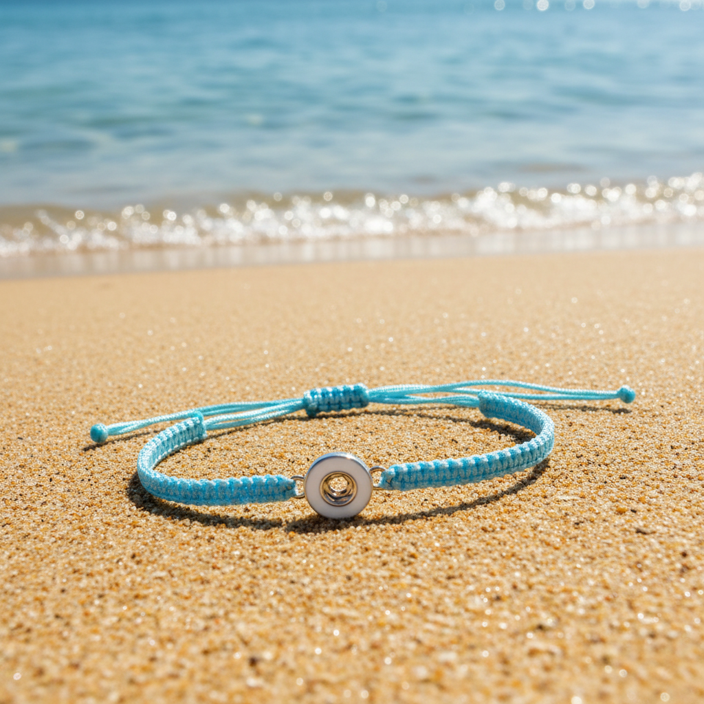 Petite Light Blue Woven Pull Bracelet
