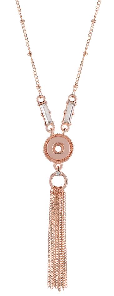 Petite Crystal & Tassel Rose Gold Necklace