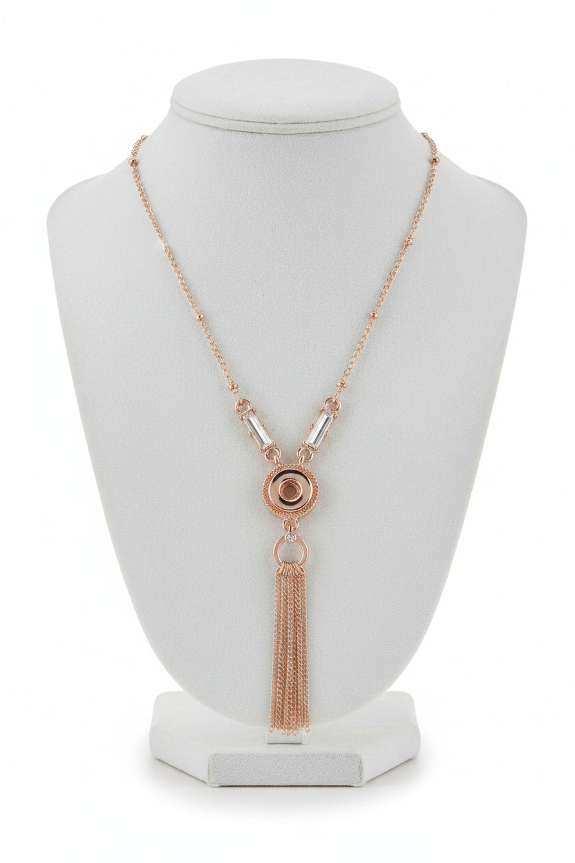 Petite Crystal & Tassel Rose Gold Necklace