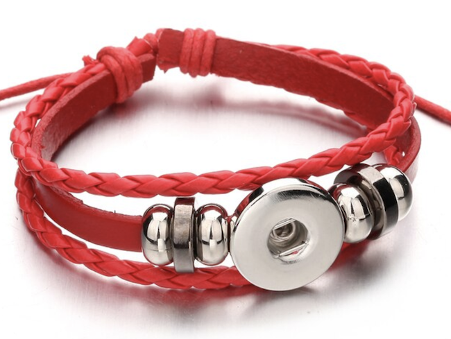 Red Twist Braid Leather Statement Bracelet
