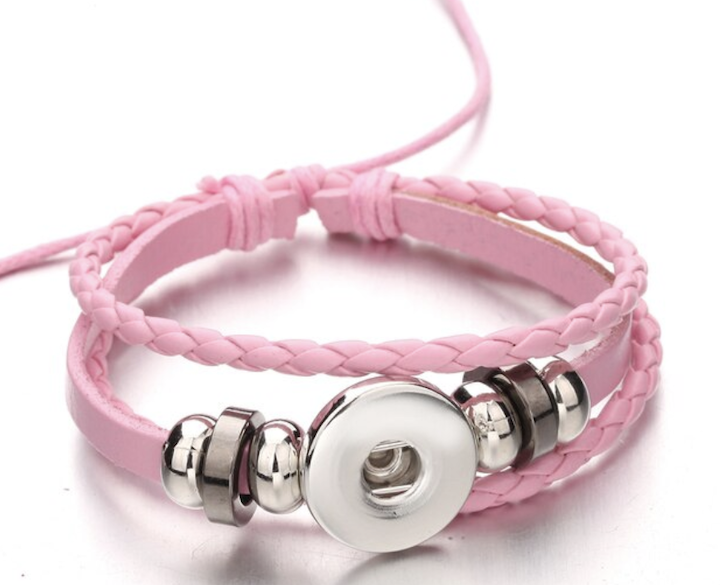 Pink Twist Braid Leather Statement Bracelet
