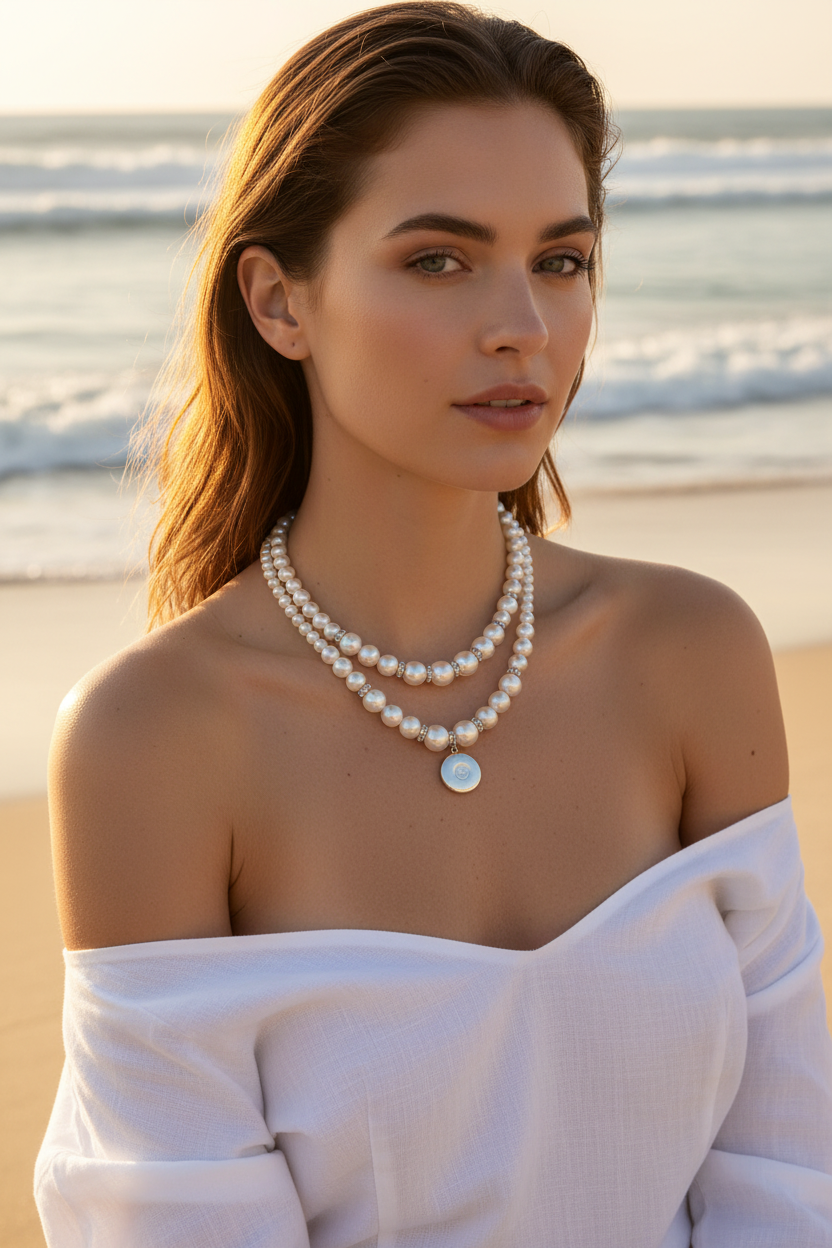 Statement Double Strand Imitation Pearl Necklace