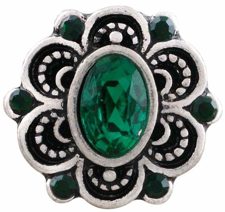 Petite Green Crystal Flower Snap