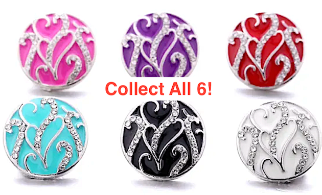 Crystal Swirl Hearts Button Covers