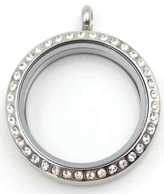 Large Silver W/Crystals Locket