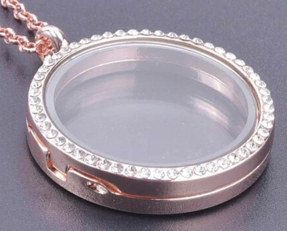 Large Rose Gold W/Crystals Locket