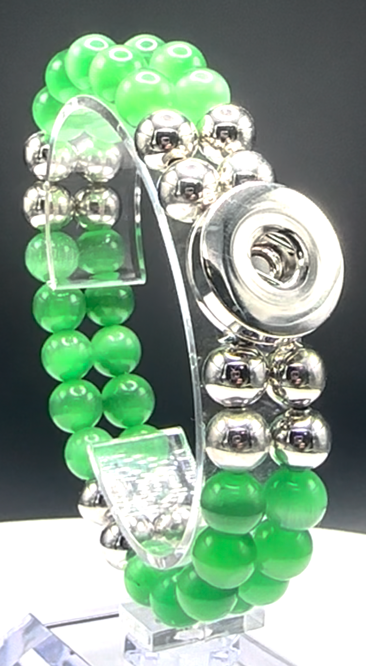 Statement Light Green Double Strand Beaded Stretch Bracelet