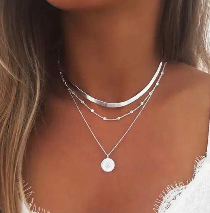Silver Three-Layer Necklace Snappy Jewels