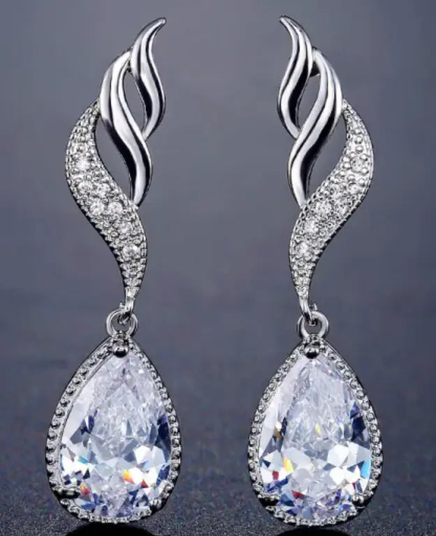 Feminine Elegant Water Drop Zircon Earrings Snappy Jewels