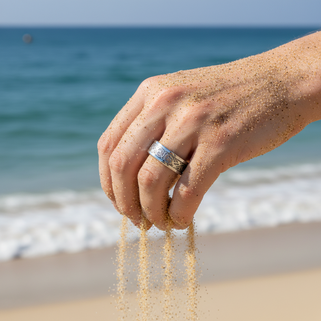Silver Swirl Base Stainless Steel Ring