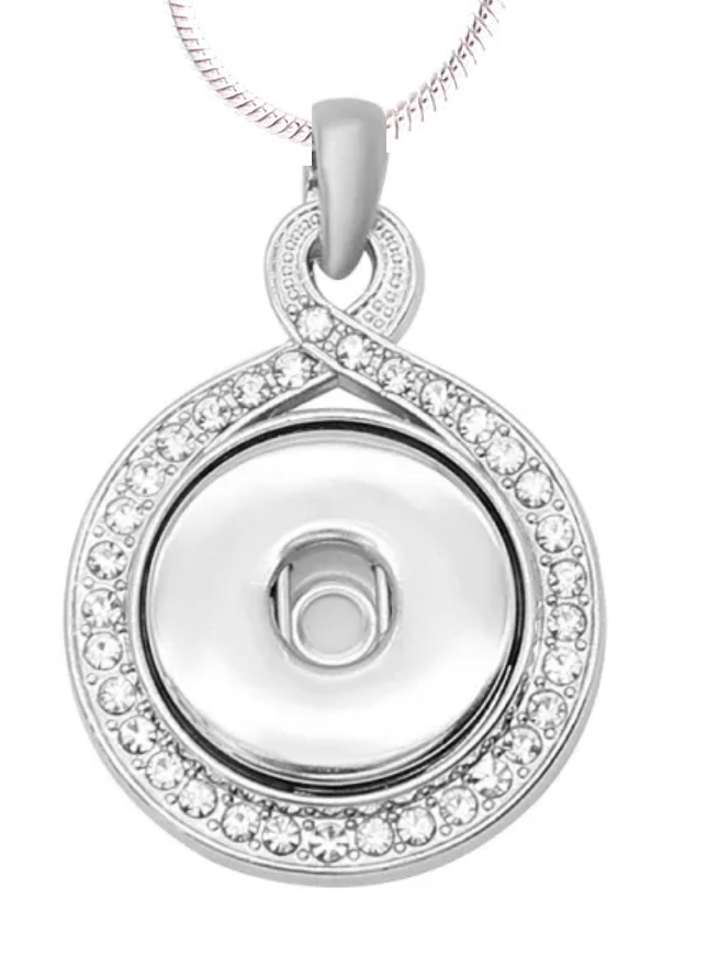 Statement Silver Tone Elegant Swirl Badge Reel Dangle Necklace