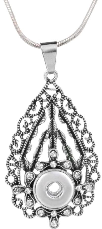 Petite Silver Tone Vintage Swirls Necklace