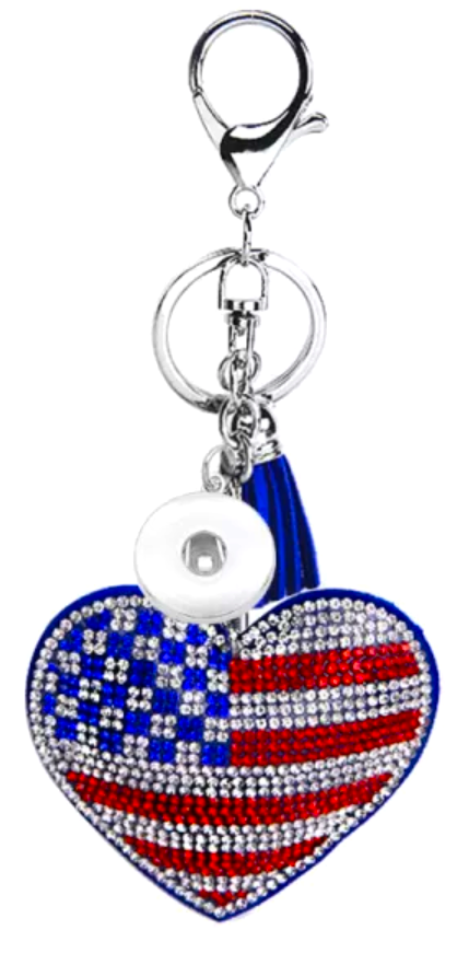 Patriotic Heart Sparkle Statement Keychain