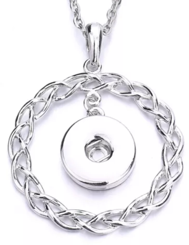 Statement Silver Tone Elegant Swirls Dangle Snap Necklace