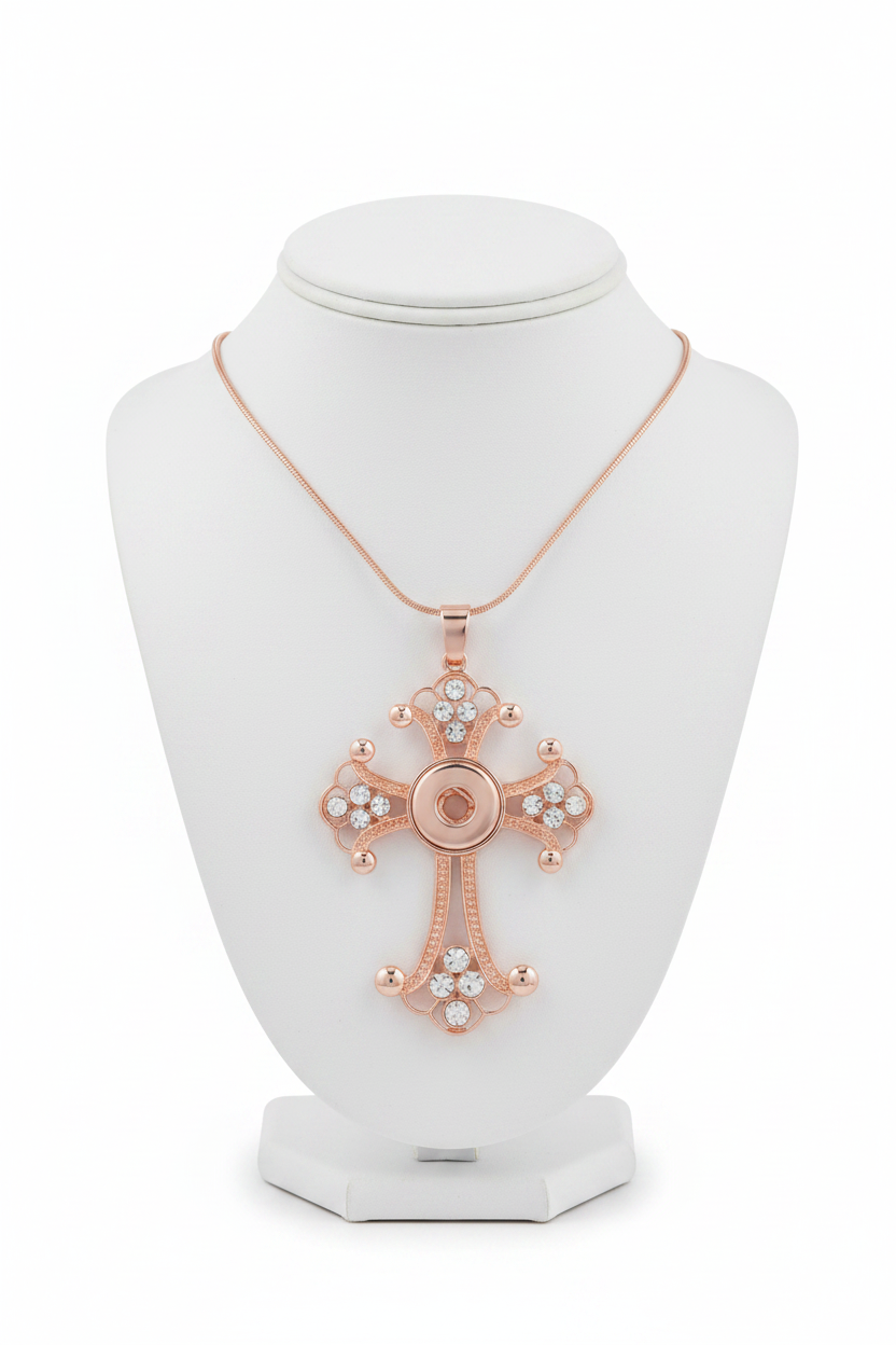 Petite Rose Gold Tone Crystal Cross Necklace