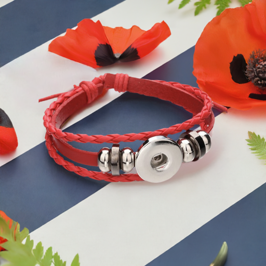 Red Twist Braid Leather Statement Bracelet