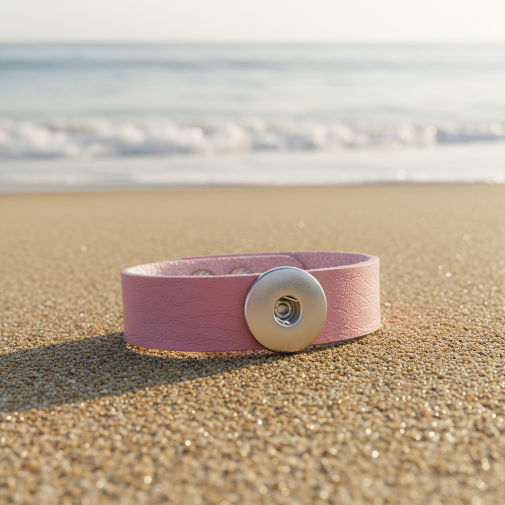 Statement Light Pink Leather Bracelet