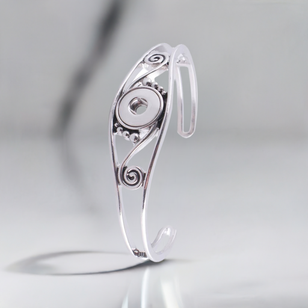 Petite Silver Tone Swirl Cuff Bracelet