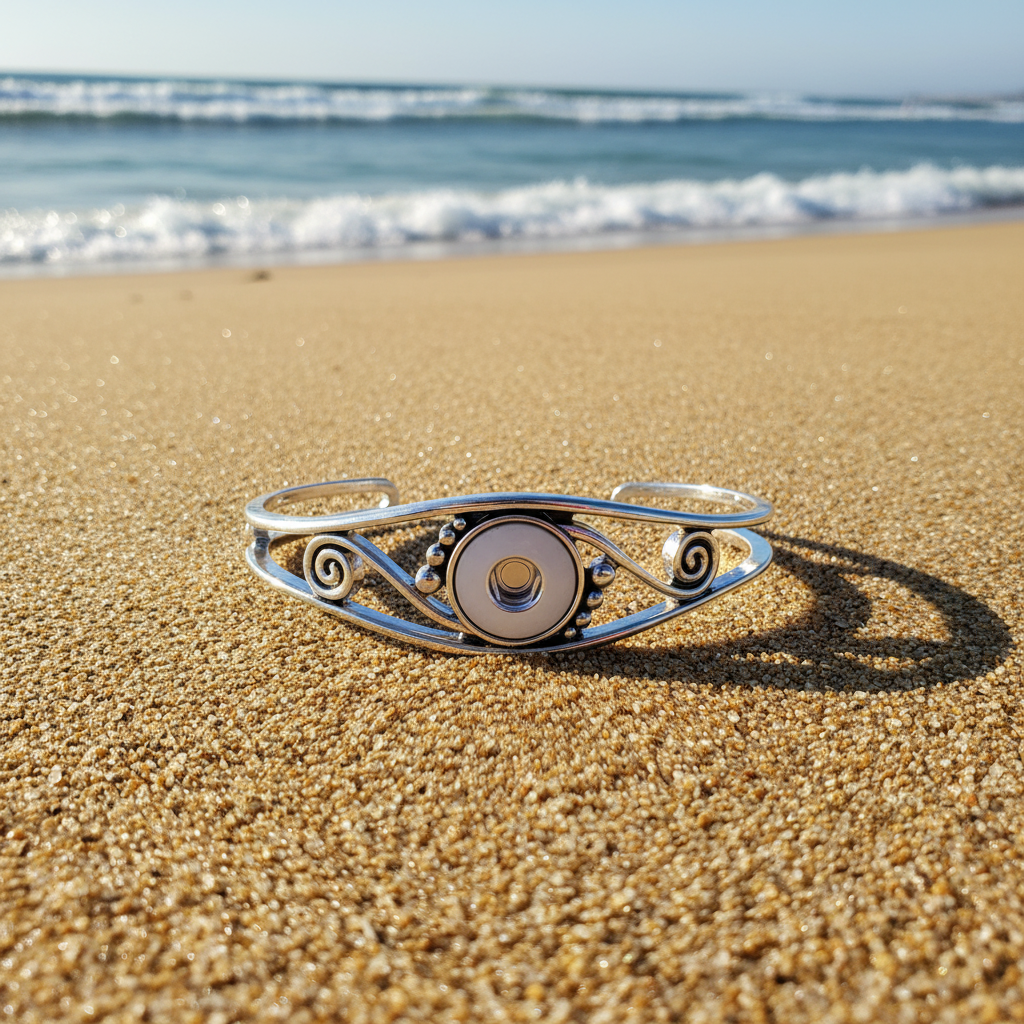 Petite Silver Tone Swirl Cuff Bracelet