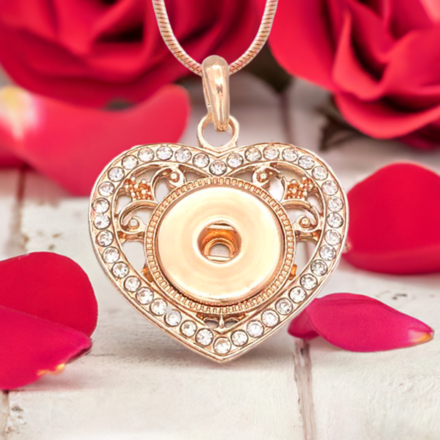 Statement Rose Gold Crystal Embellished Vintage Heart Necklace