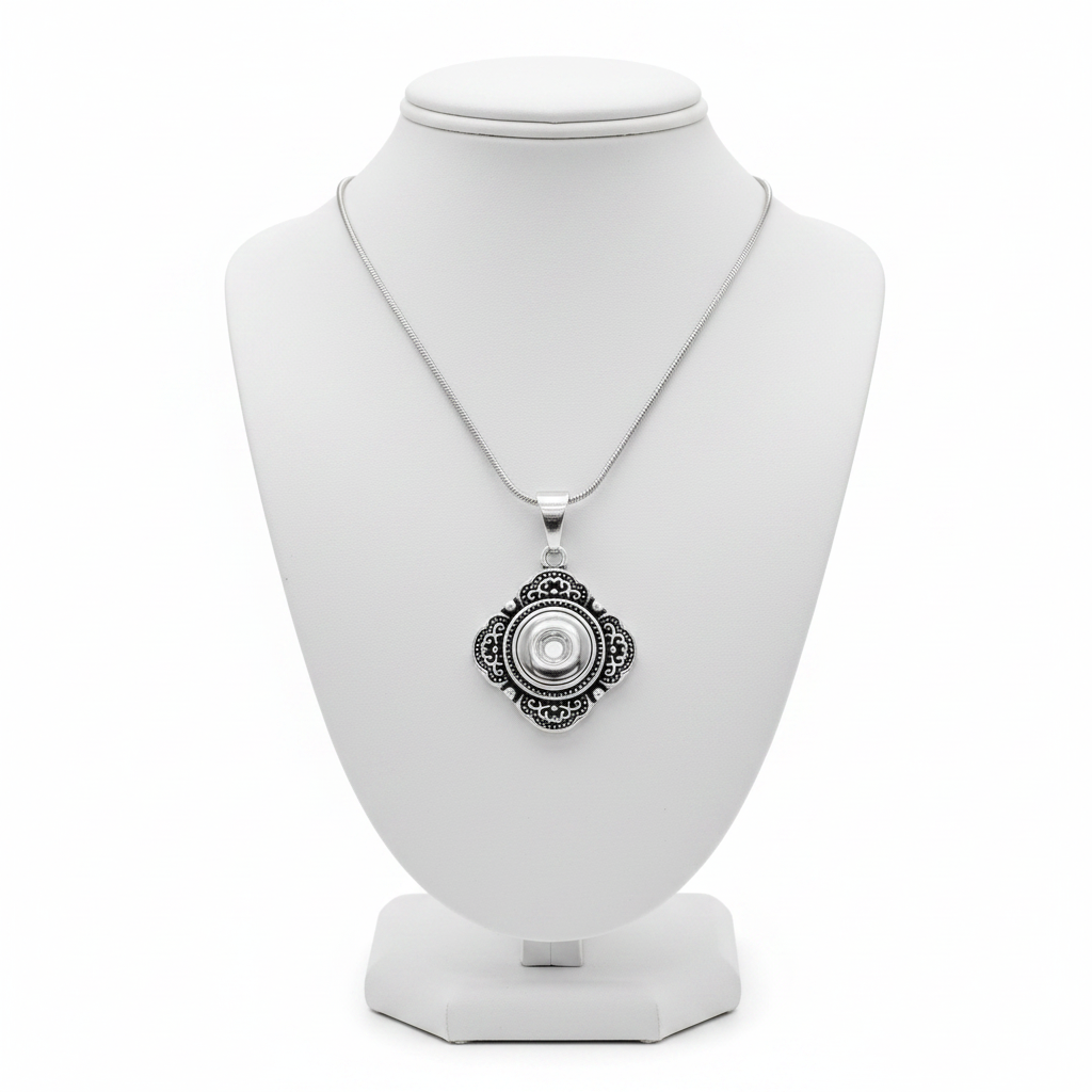 Petite Silver Tone Vintage Lace Necklace