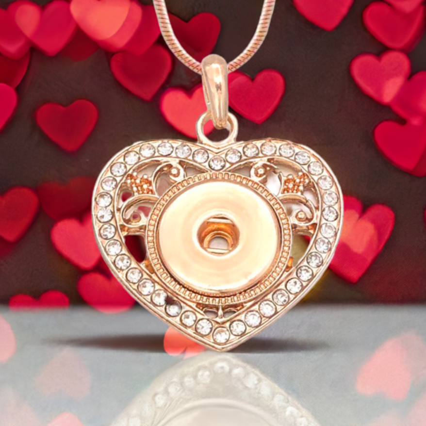 Statement Rose Gold Crystal Embellished Vintage Heart Necklace