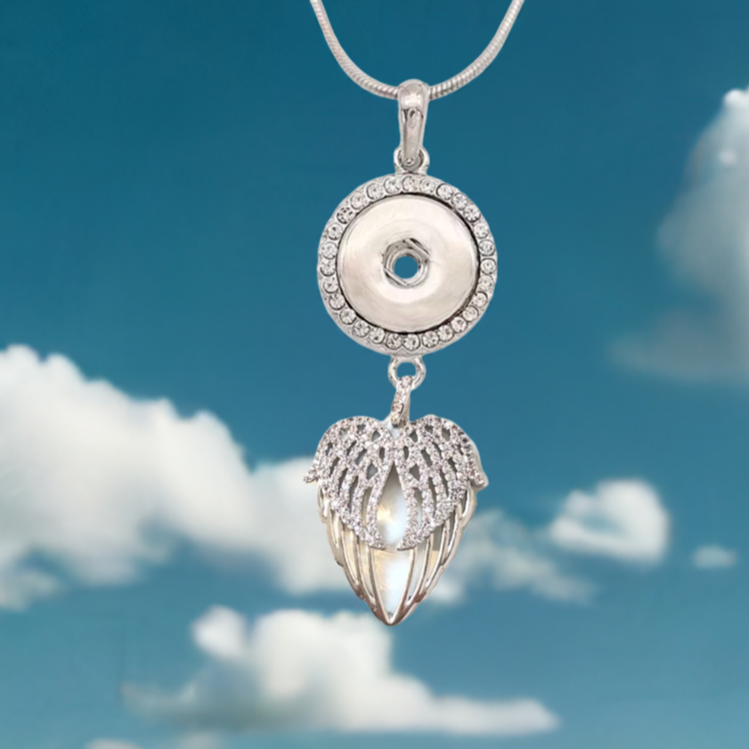 Statement Shimming Crystals Angel Wings Dangle Necklace