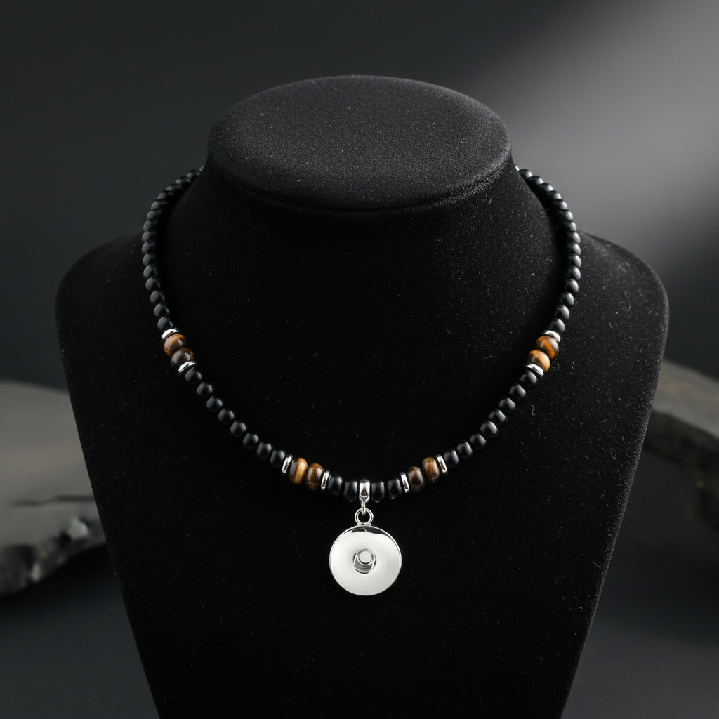 Statement Black/Brown Beaded Necklace