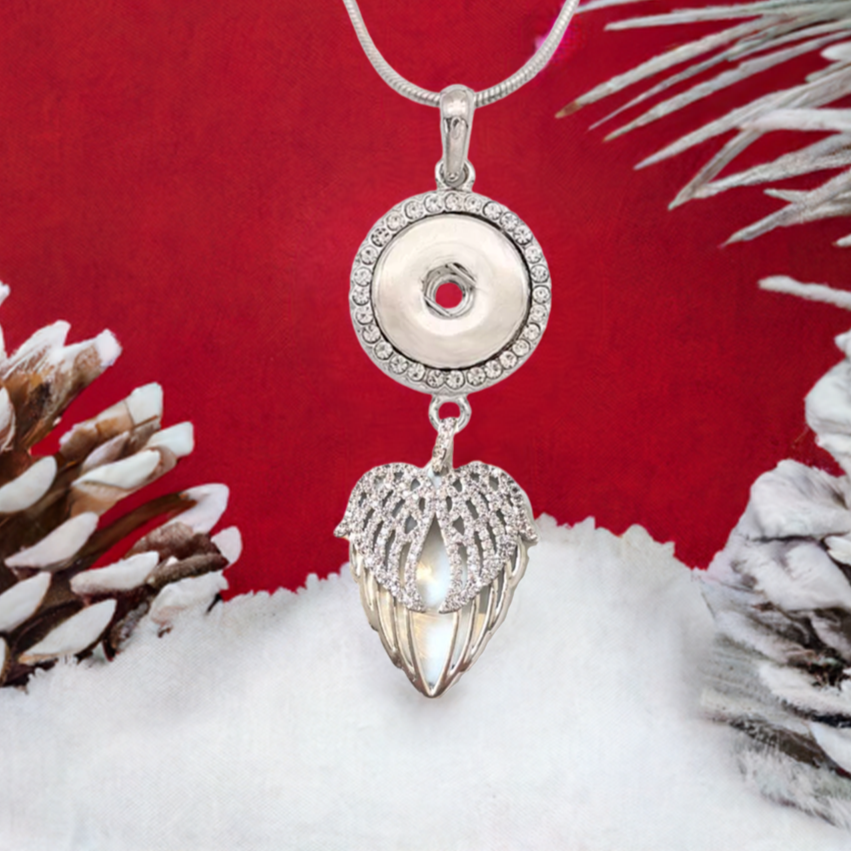 Statement Shimming Crystals Angel Wings Dangle Necklace