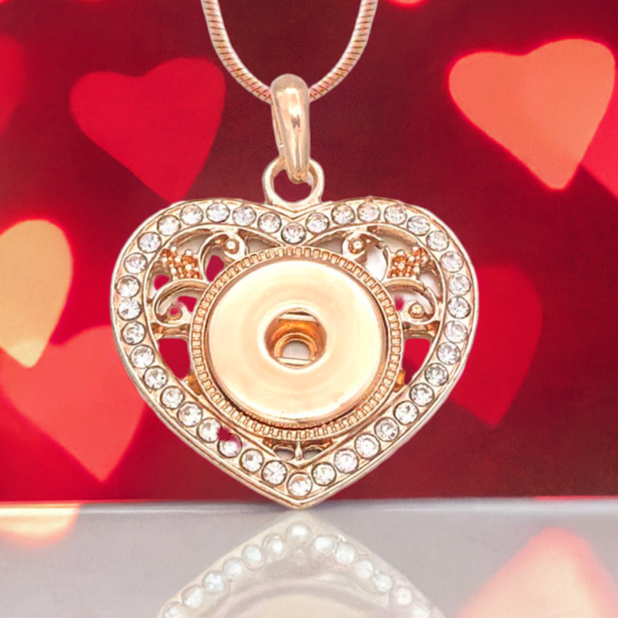 Statement Rose Gold Crystal Embellished Vintage Heart Necklace