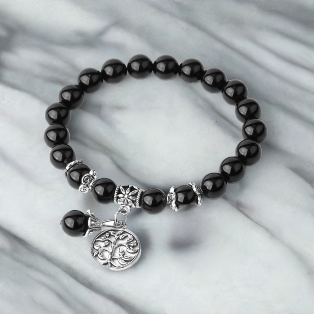 Black Agate Stretch Bracelet