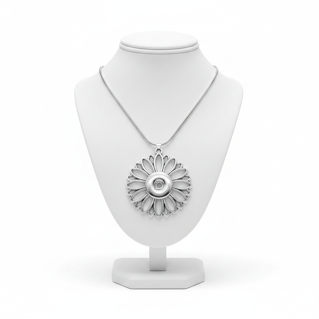 Petite Silver Tone Sunflower Necklace