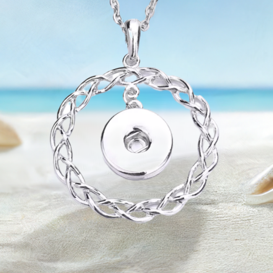 Statement Silver Tone Elegant Swirls Dangle Snap Necklace