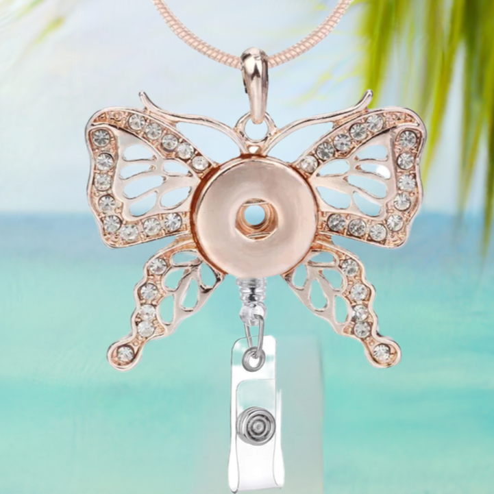 Rose Gold Statement Butterfly Badge Reel