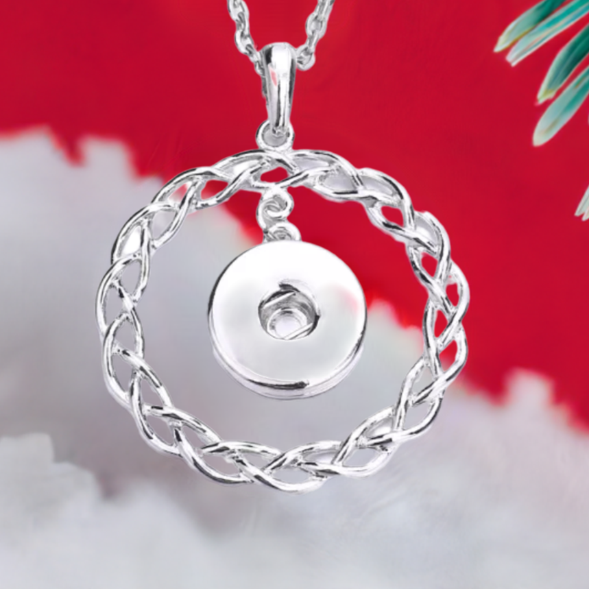 Statement Silver Tone Elegant Swirls Dangle Snap Necklace