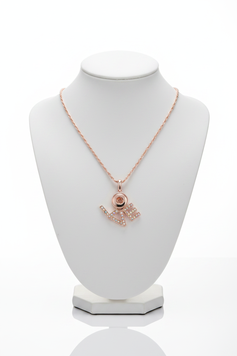 Petite Rose Gold Crystal LOVE Necklace