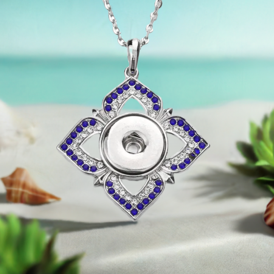 Statement Blue Crystal Flower Necklace
