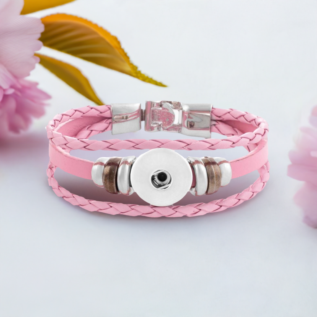 Pink Twist Braid Leather Statement Bracelet